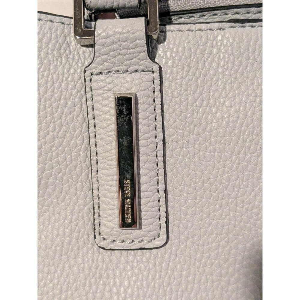 Steve Madden Crossbody Purse Attached Wallet Faux Leather Satchel Gray Pebbled - Picture 10 of 13